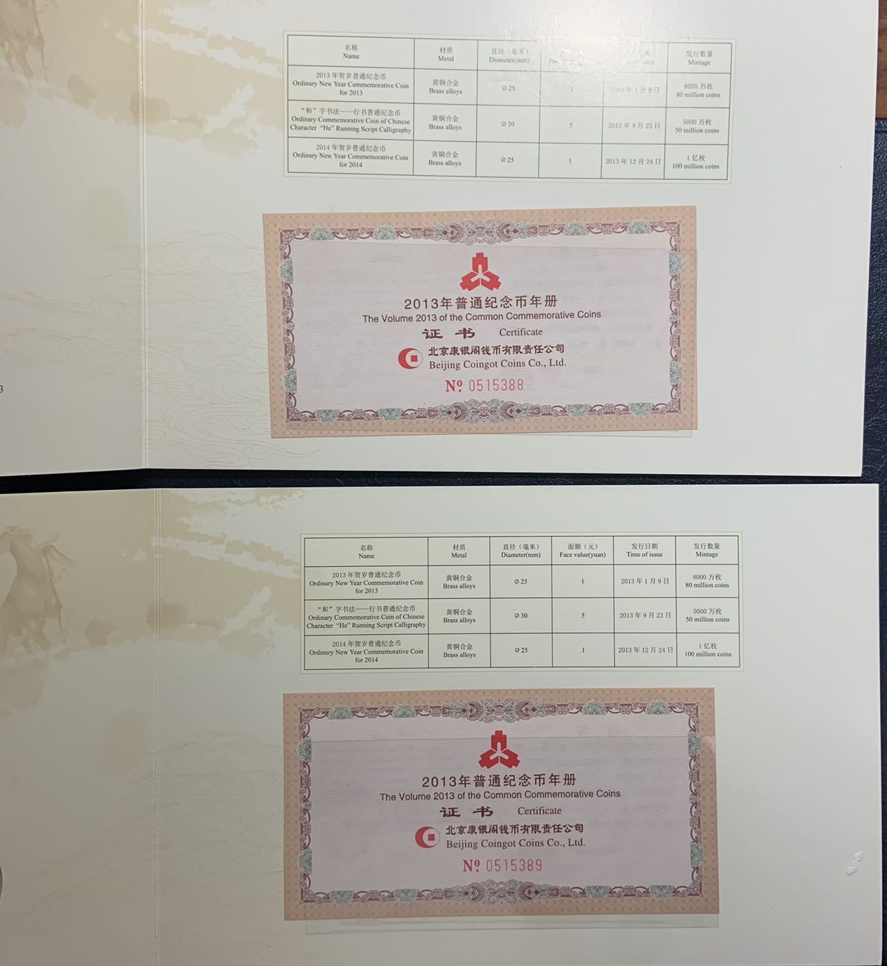 收藏联盟Quantum Auction 第310期拍卖 (已更新) 中国2013年普通纪念币一组两套 品相如图
