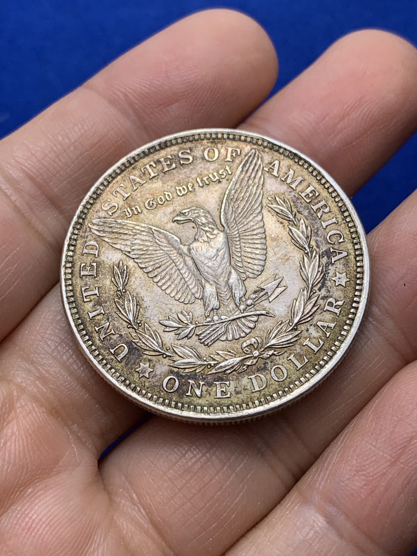 《竞宝斋》第222场-周日，周一 2场 (全场包邮) 美国1921年摩根大银币，原味老包浆，au品相