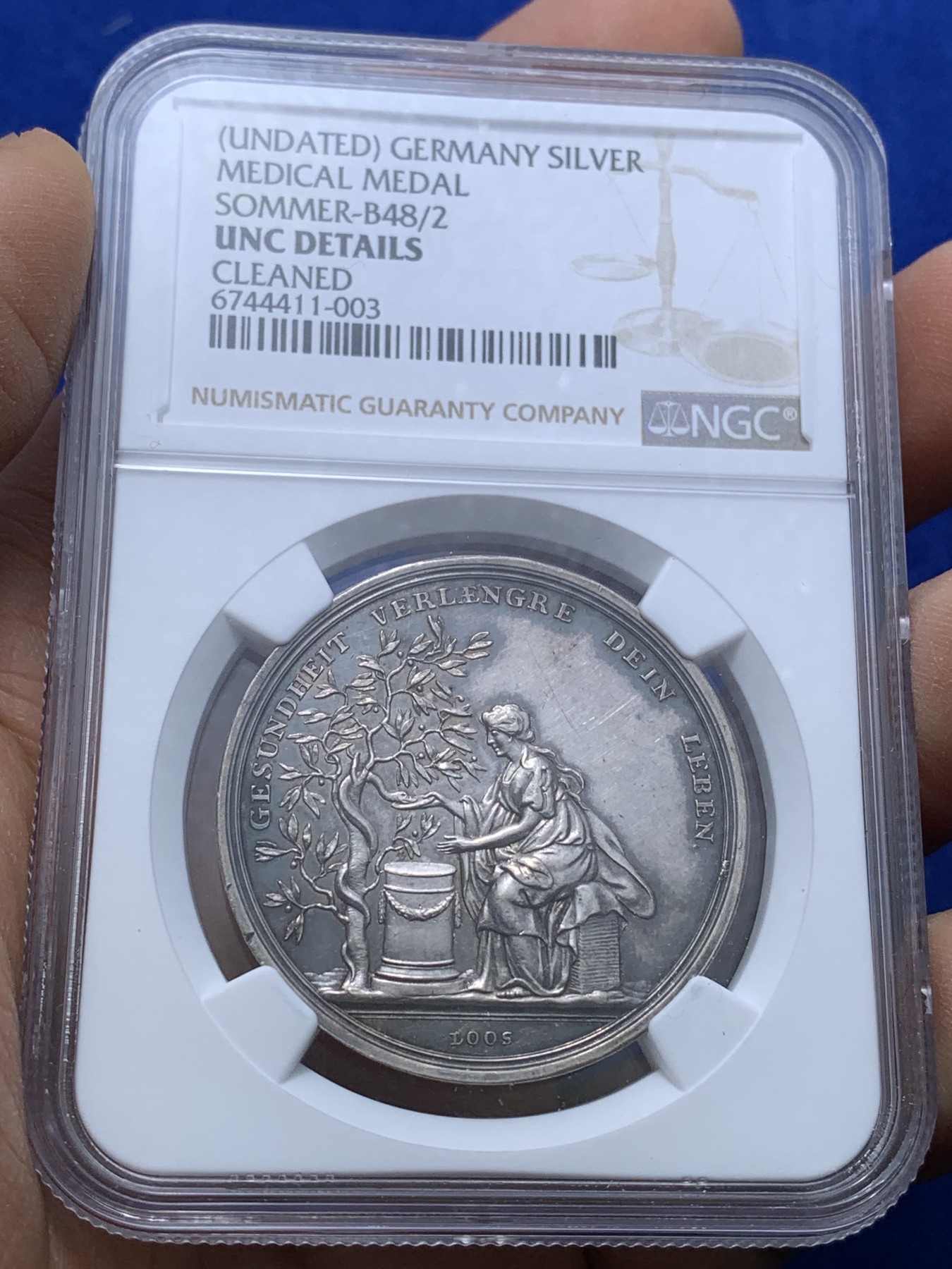 《竞宝斋》第222场-周日，周一 2场 (全场包邮) NGC-UNCD 德国 19世纪 医学银章 很漂亮的设计 老包浆