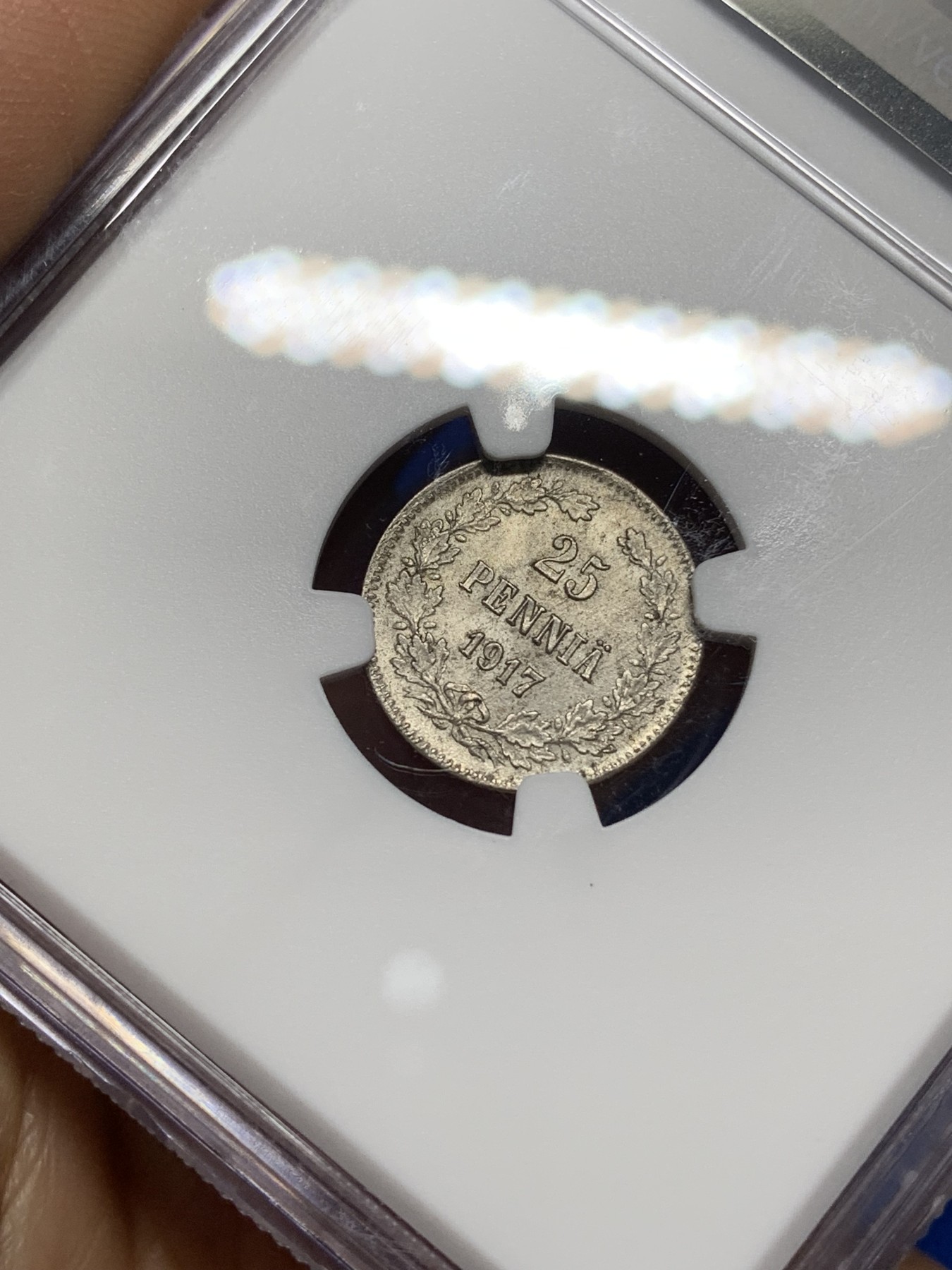 《竞宝斋》第222场-周日，周一 2场 (全场包邮) NGC MS64 俄占芬兰1917年25芬尼银币