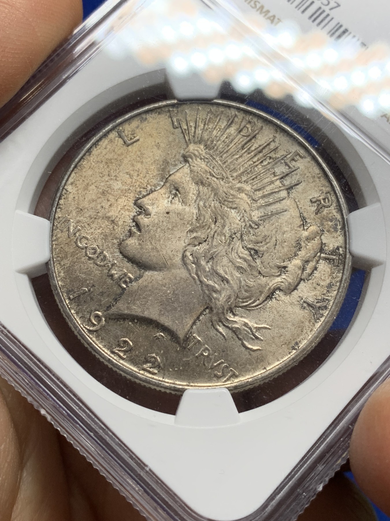 《竞宝斋》第222场-周日，周一 2场 (全场包邮) NGC-MS63分 美国1922年和平银币 转光深彩包浆