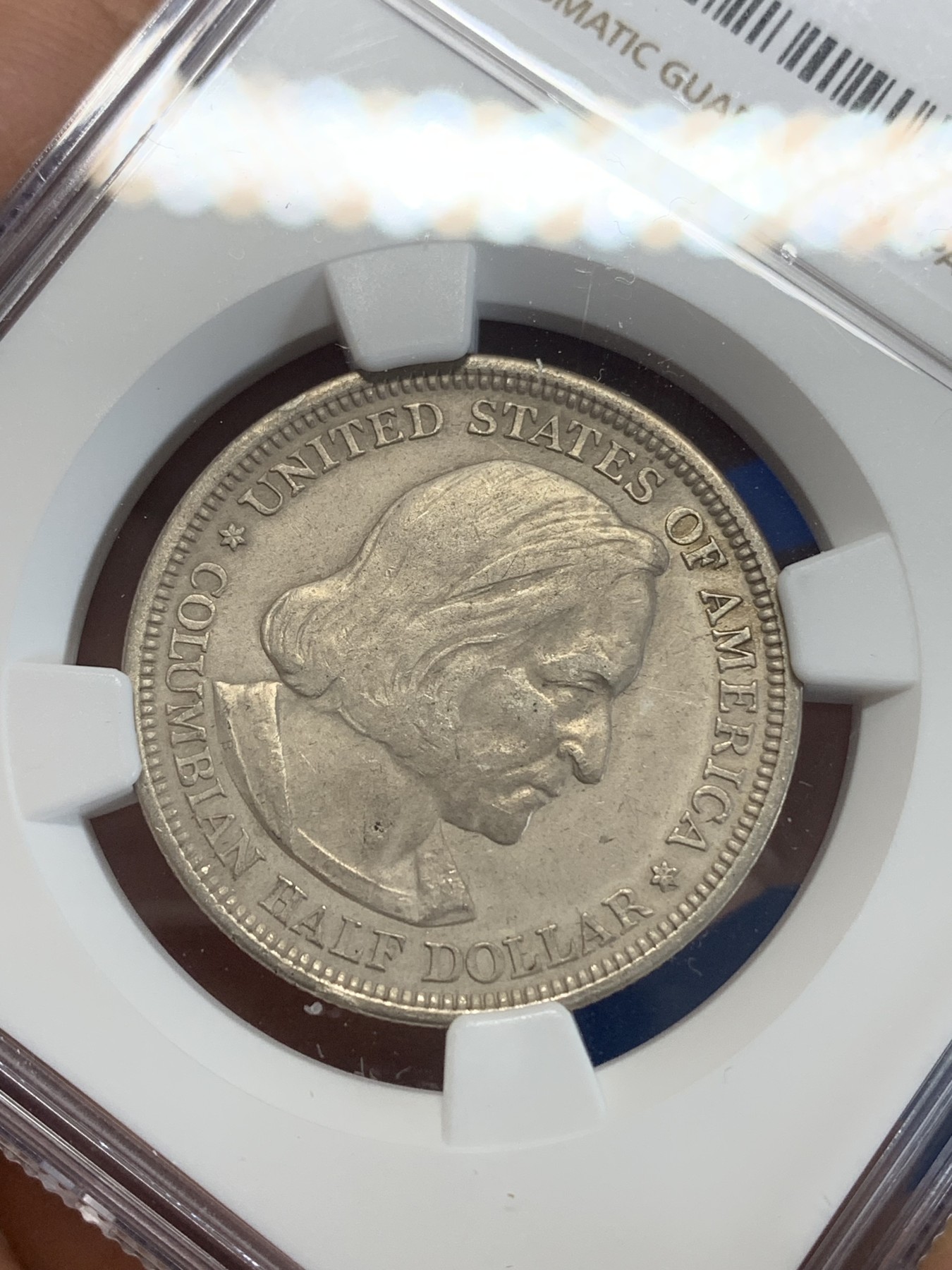 《竞宝斋》第222场-周日，周一 2场 (全场包邮) NGC AUD 美国1893年哥伦布 半美元 50美分 纪念银币 美国第一枚半美元纪念币 状态不错细节很好