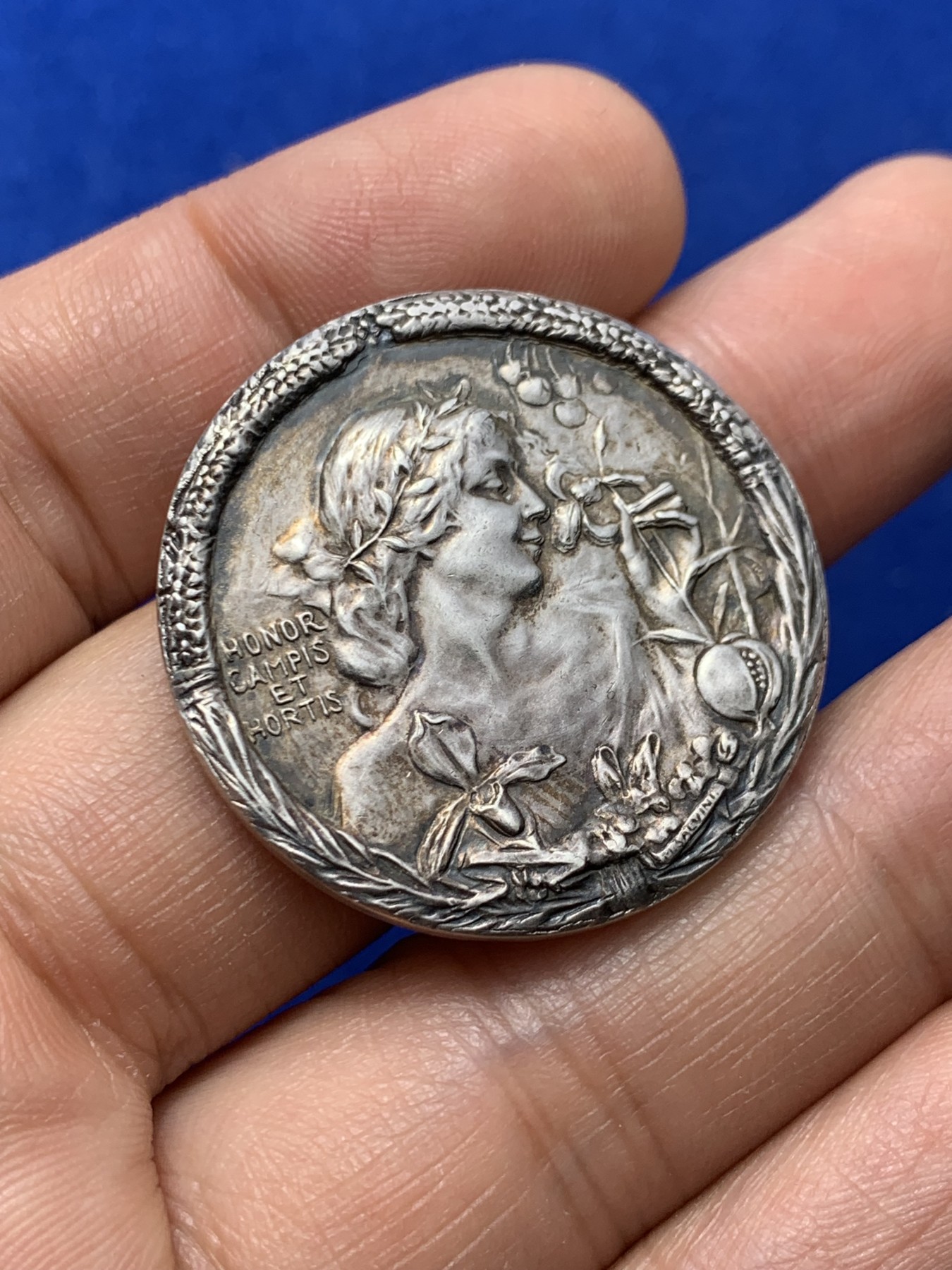 《竞宝斋》第222场-周日，周一 2场 (全场包邮) 1854意大利托斯卡纳园艺协会银章 33.6毫米 20.9克 雕刻精美 细节见图