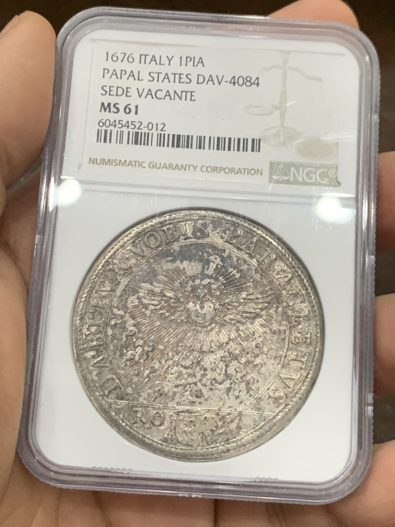 《竞宝斋》第222场-周日，周一 2场 (全场包邮) NGC MS61 意大利 教皇国 1676年 缺位 1P 大银币 17世纪的工艺精湛 非常少见的版别 上MS 实在难得 58分1.8万成交