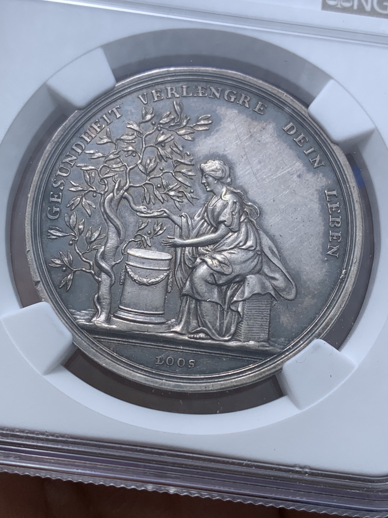 《竞宝斋》第222场-周日，周一 2场 (全场包邮) NGC-UNCD 德国 19世纪 医学银章 很漂亮的设计 老包浆