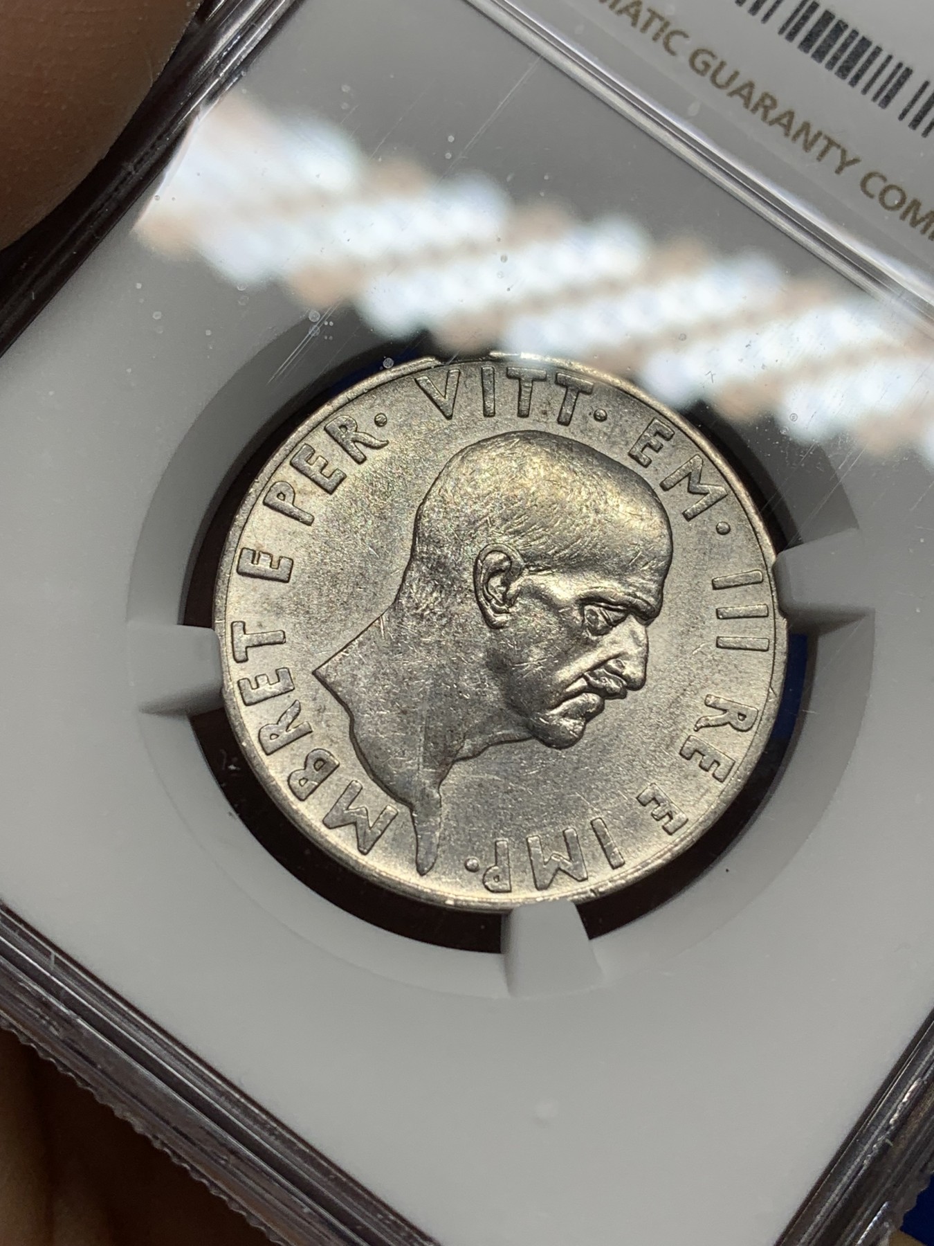 《竞宝斋》第222场-周日，周一 2场 (全场包邮) NGC-UNCD 1939年阿尔巴尼亚10列银币，少见银币。状态十分精美