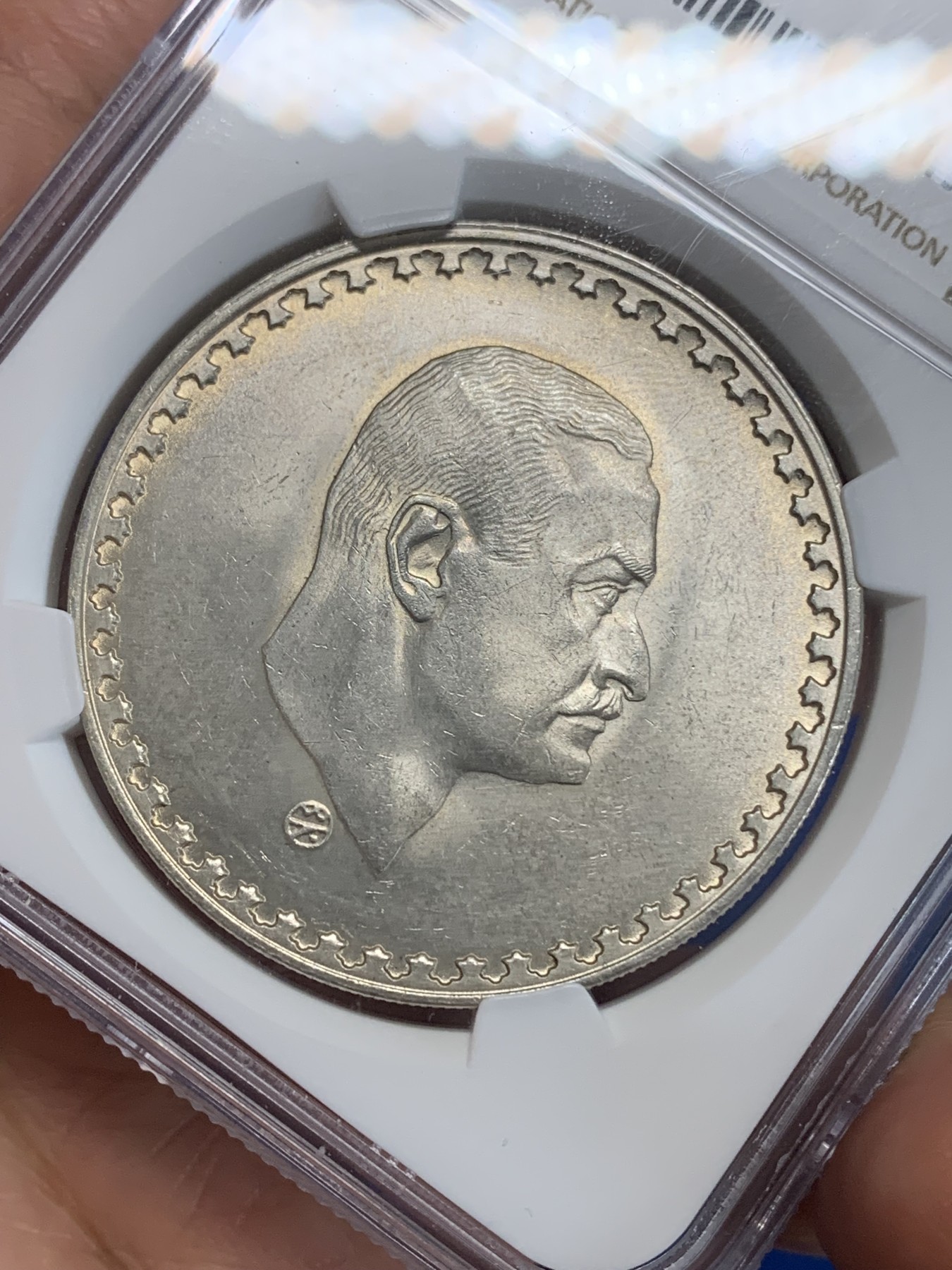 《竞宝斋》第222场-周日，周一 2场 (全场包邮) NGC MS63 埃及1970年纳赛尔总统纪念1镑银币，发行量40万 066