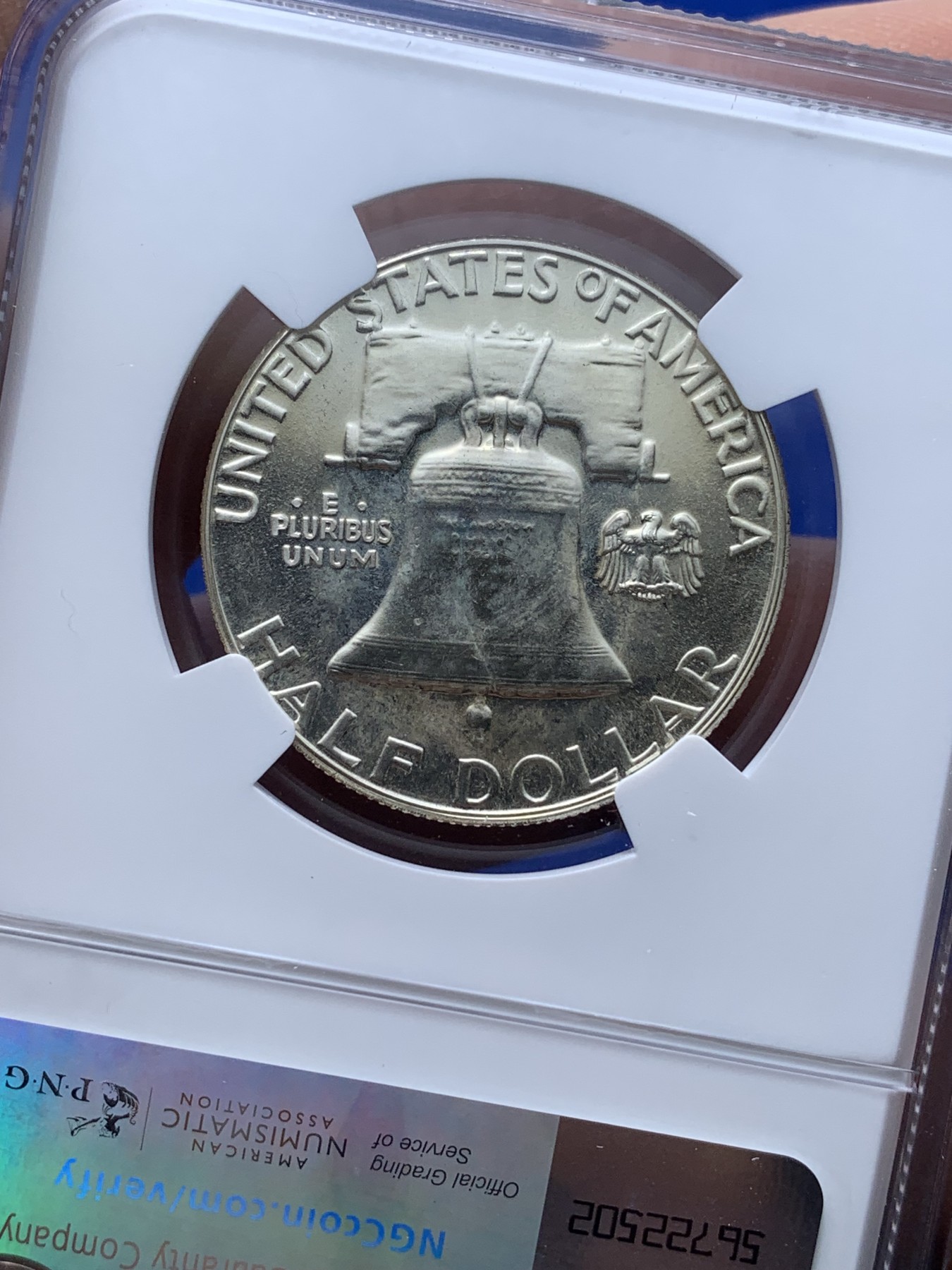 《竞宝斋》第222场-周日，周一 2场 (全场包邮) NGC-PF65 1957年富兰克林50美分精制银币，65分高分，品相十分精美。