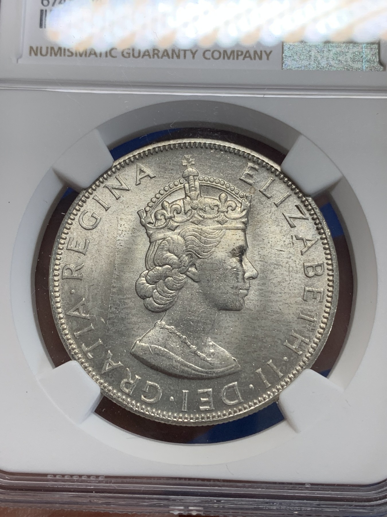 《竞宝斋》第222场-周日，周一 2场 (全场包邮) NGC-MS63 英属百慕大1964年伊丽莎白二世青年头像克朗银币