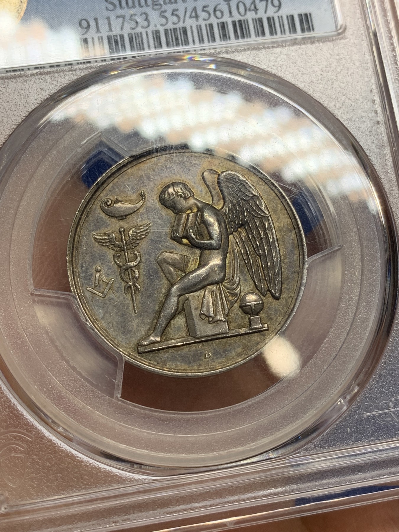 《竞宝斋》第222场-周日，周一 2场 (全场包邮) PCGS SP55 德国1871勤勉的斯图加特天使银章