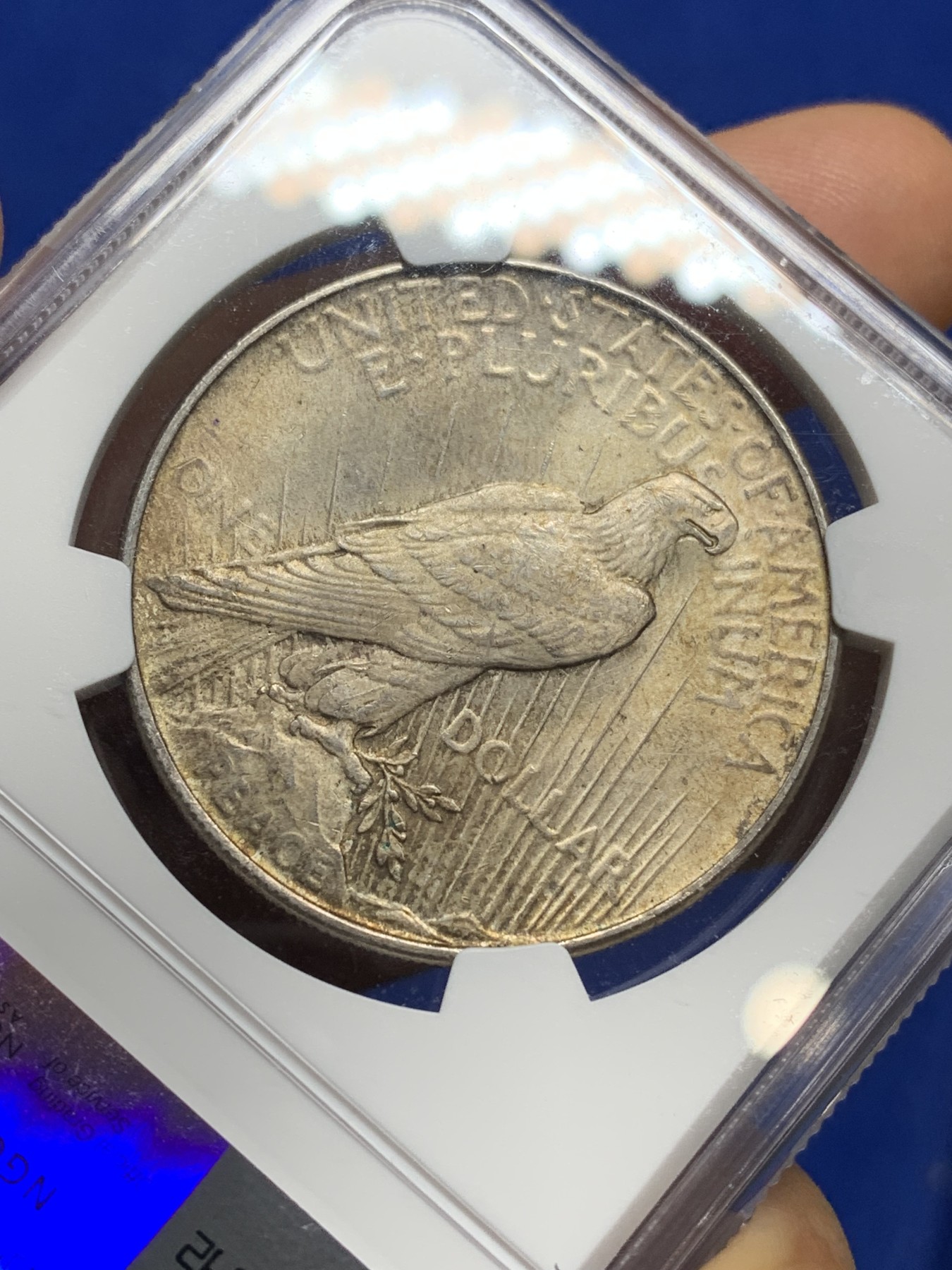 《竞宝斋》第222场-周日，周一 2场 (全场包邮) NGC-MS63分 美国1922年和平银币 转光深彩包浆