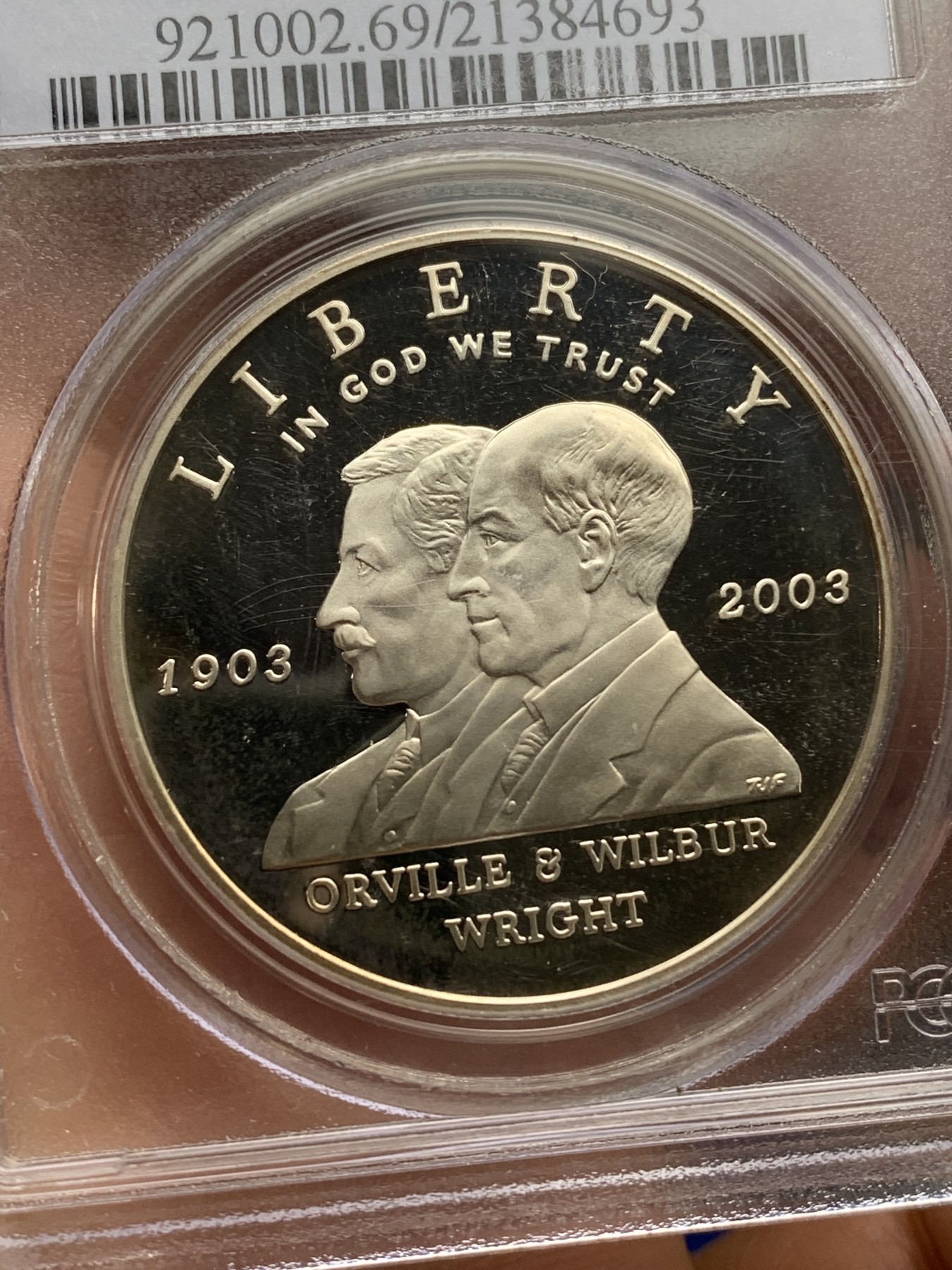 《竞宝斋》第222场-周日，周一 2场 (全场包邮) PCGS-PR69DCAM 美国2003年首次飞行百年纪念精制银币