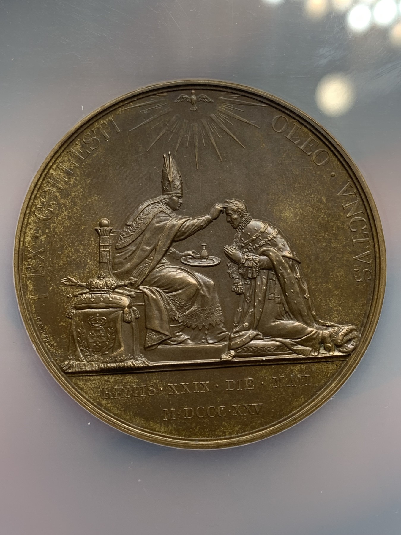 《竞宝斋》第222场-周日，周一 2场 (全场包邮) NGC MS63 法国1825查理十世加冕铜章 加厚大盒