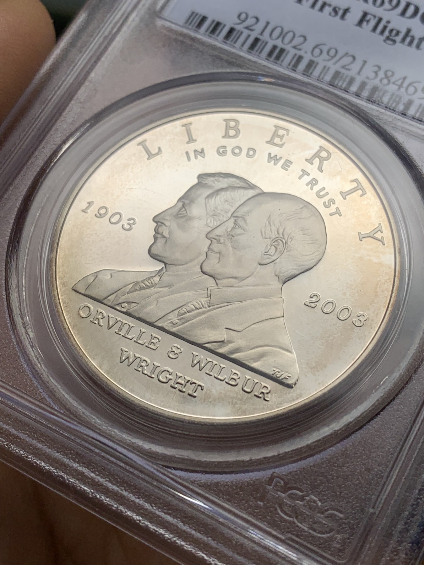 《竞宝斋》第222场-周日，周一 2场 (全场包邮) PCGS-PR69DCAM 美国2003年首次飞行百年纪念精制银币