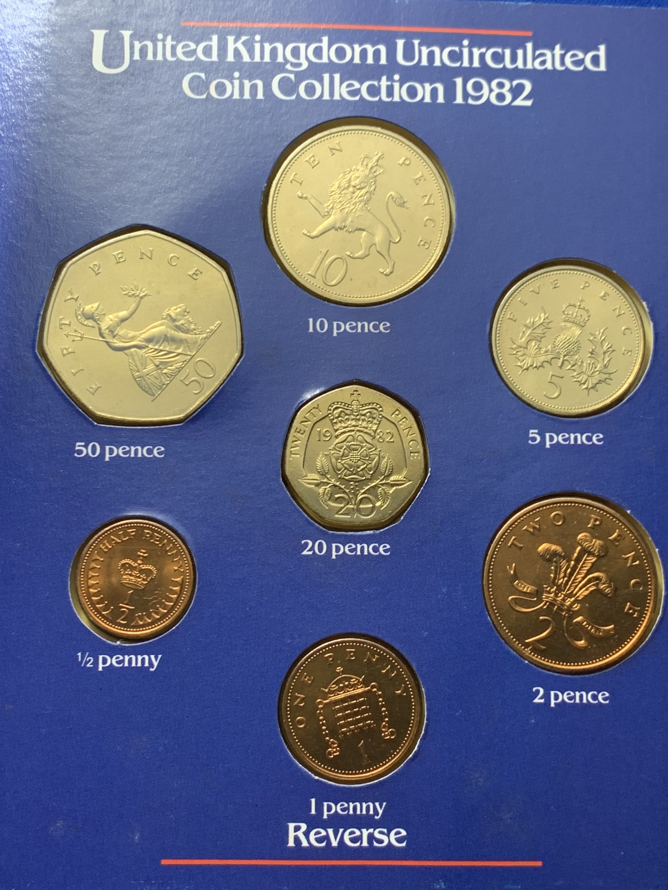 《竞宝斋》第222场-周日，周一 2场 (全场包邮) 英国1982年套币(7枚)