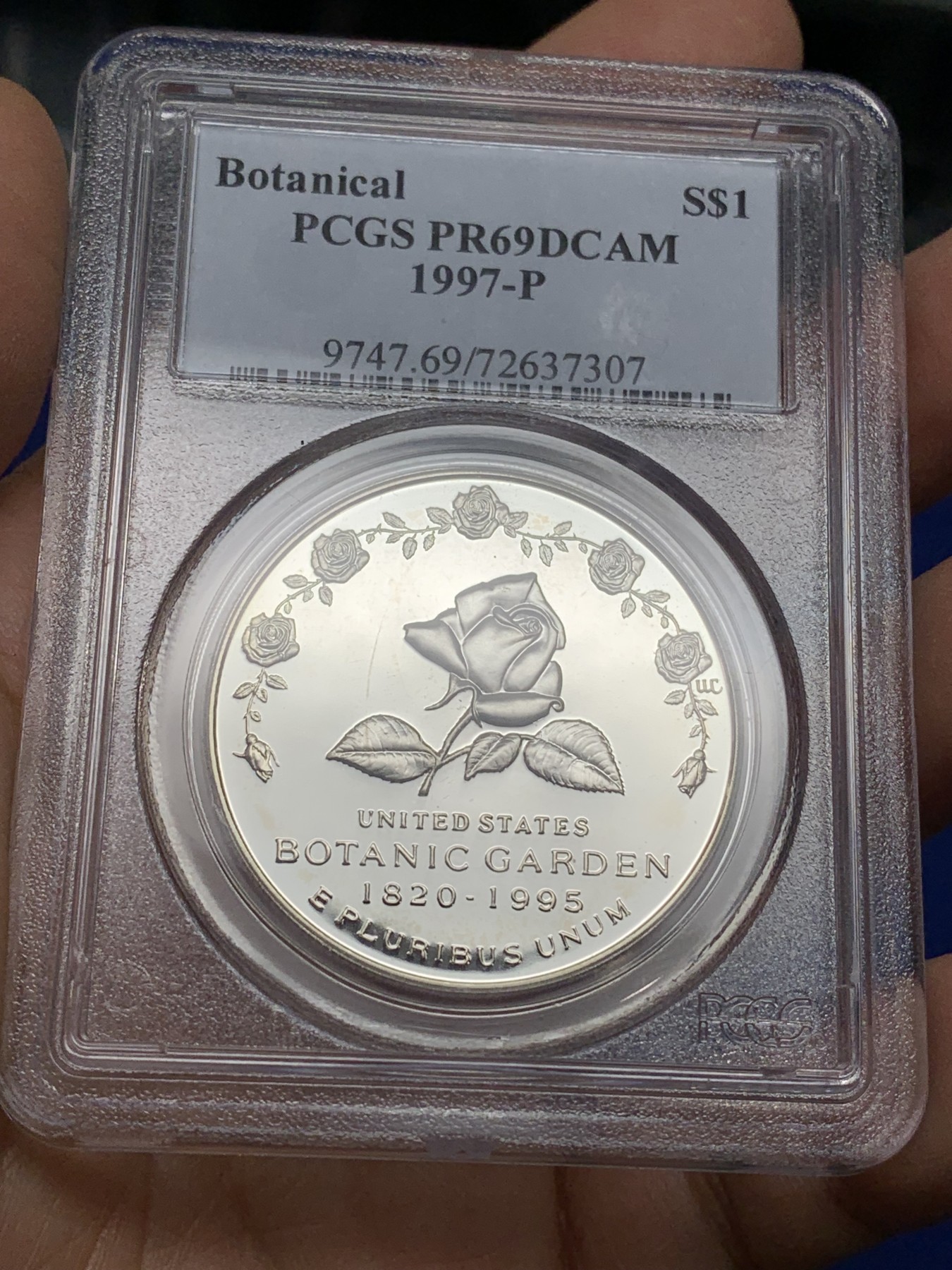 《竞宝斋》第222场-周日，周一 2场 (全场包邮) PCGS-PR69DCAM 美国1997年植物园纪念精制银币