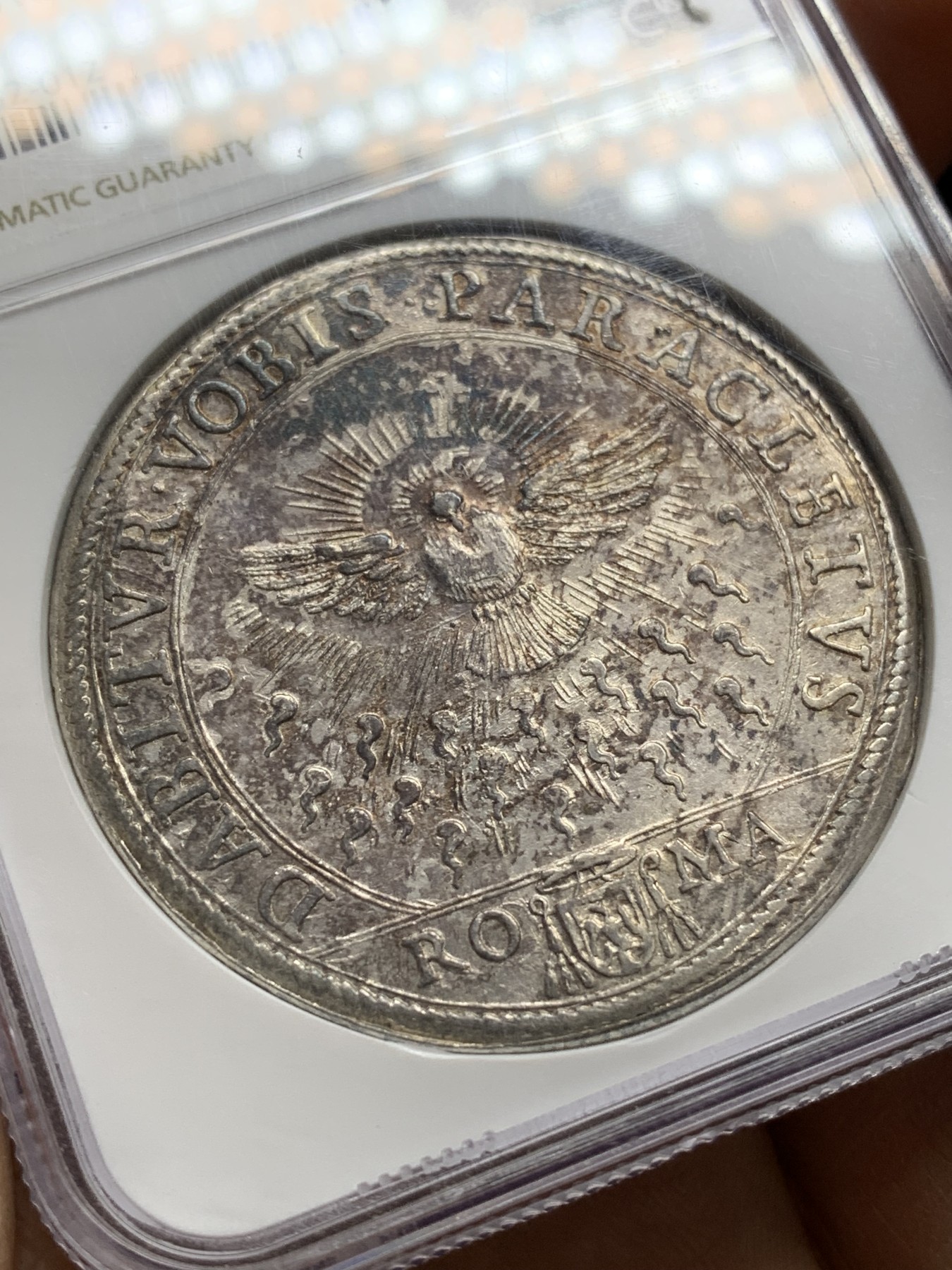 《竞宝斋》第222场-周日，周一 2场 (全场包邮) NGC MS61 意大利 教皇国 1676年 缺位 1P 大银币 17世纪的工艺精湛 非常少见的版别 上MS 实在难得 58分1.8万成交