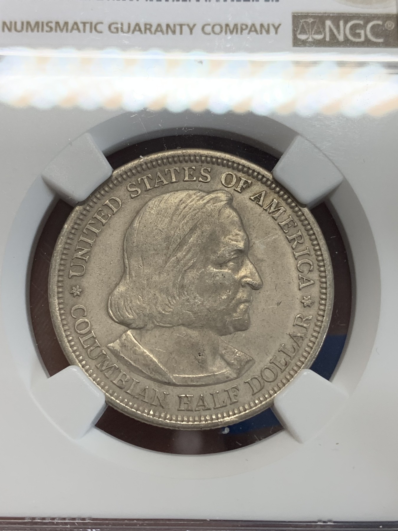 《竞宝斋》第222场-周日，周一 2场 (全场包邮) NGC AUD 美国1893年哥伦布 半美元 50美分 纪念银币 美国第一枚半美元纪念币 状态不错细节很好