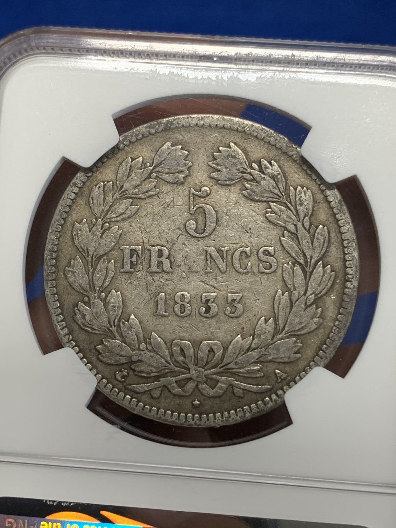 《竞宝斋》第222场-周日，周一 2场 (全场包邮) NGC VF35 法国1833A菲利普5法郎银币