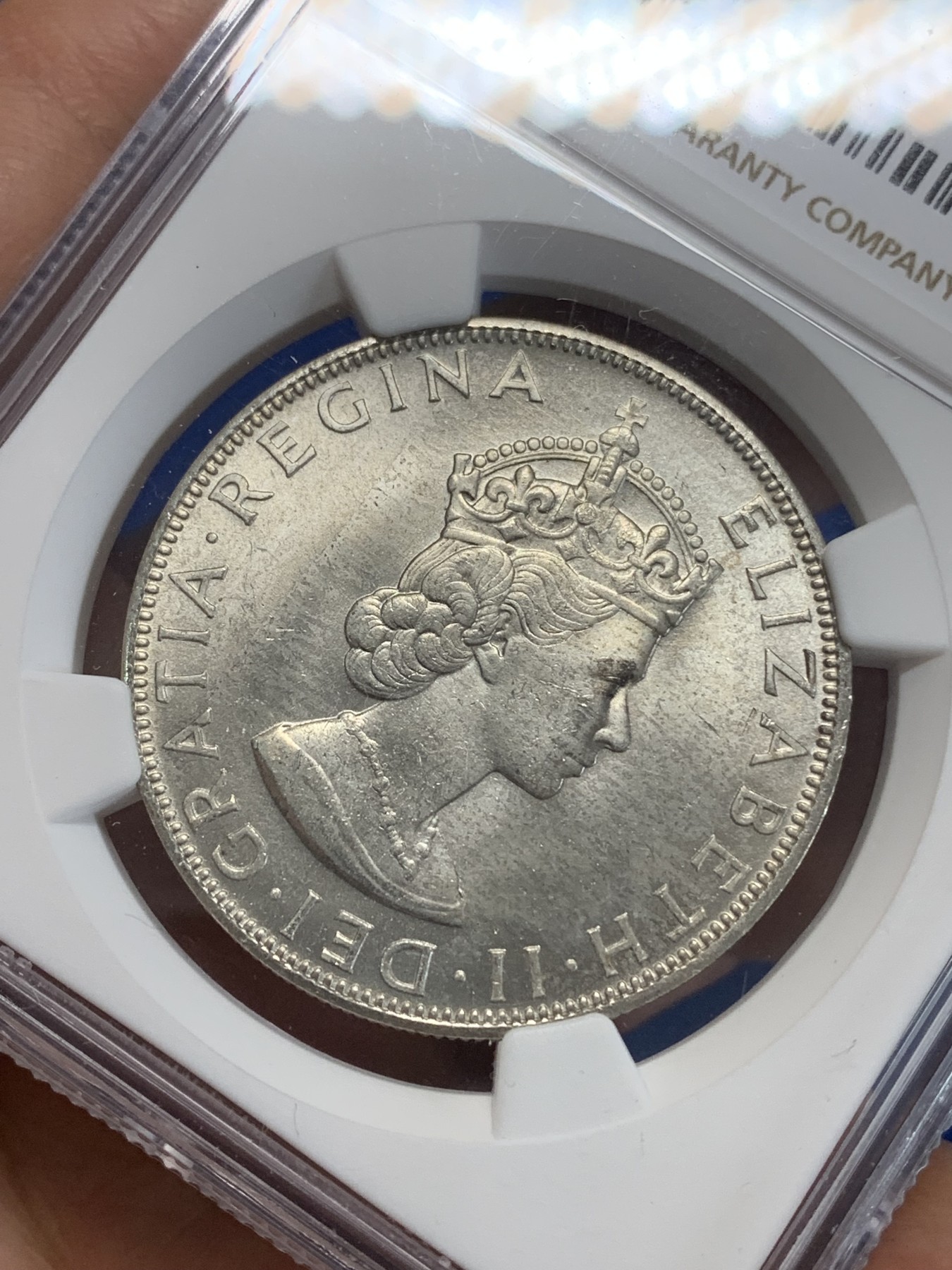 《竞宝斋》第222场-周日，周一 2场 (全场包邮) NGC-MS63 英属百慕大1964年伊丽莎白二世青年头像克朗银币