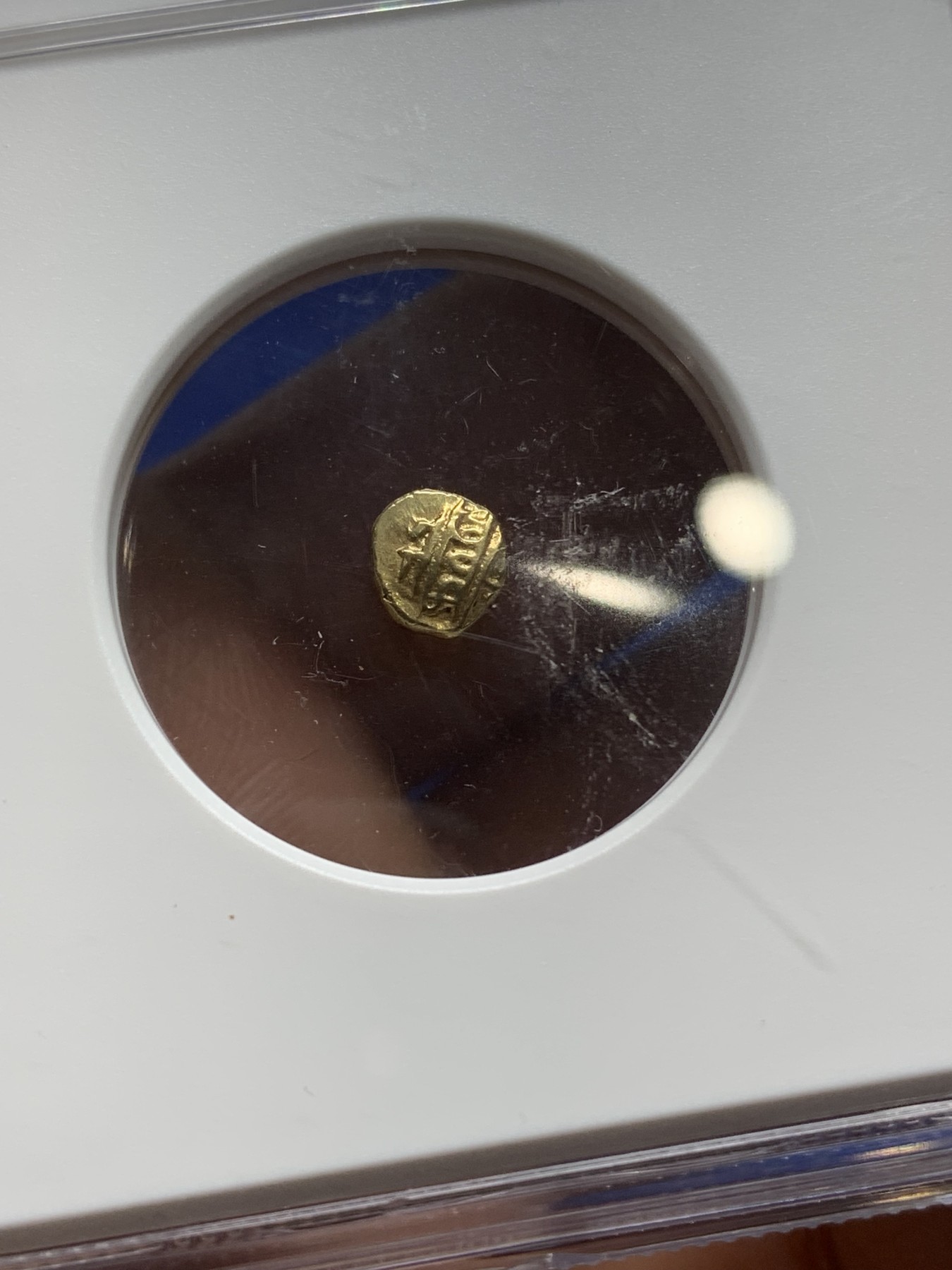 《竞宝斋》第222场-周日，周一 2场 (全场包邮) NGC-MS62 印度迈索尔王国 1638-1812年 1F 金币 上涨品种