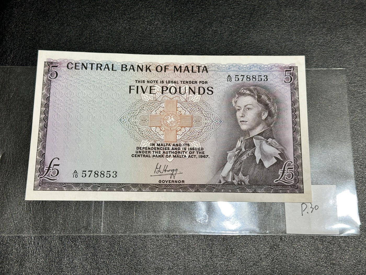 《外钞收藏家》第三百二十期（爱尔兰、北爱尔兰、马耳他专场） 马耳他1967年5镑 AU品相