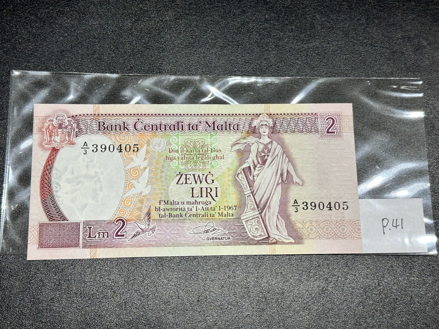 《外钞收藏家》第三百二十期（爱尔兰、北爱尔兰、马耳他专场） 马耳他1967年2里拉（1989年版） 全新UNC