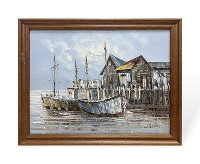 test - 欧洲油画《渔人码头》(45×35cm,画家签名W.Jones) 1件