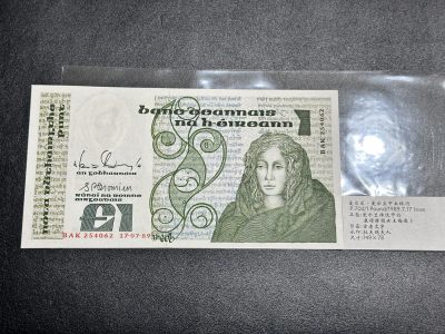 《外钞收藏家》第三百二十期（爱尔兰、北爱尔兰、马耳他专场） - 爱尔兰中央银行1989年1镑 全新UNC