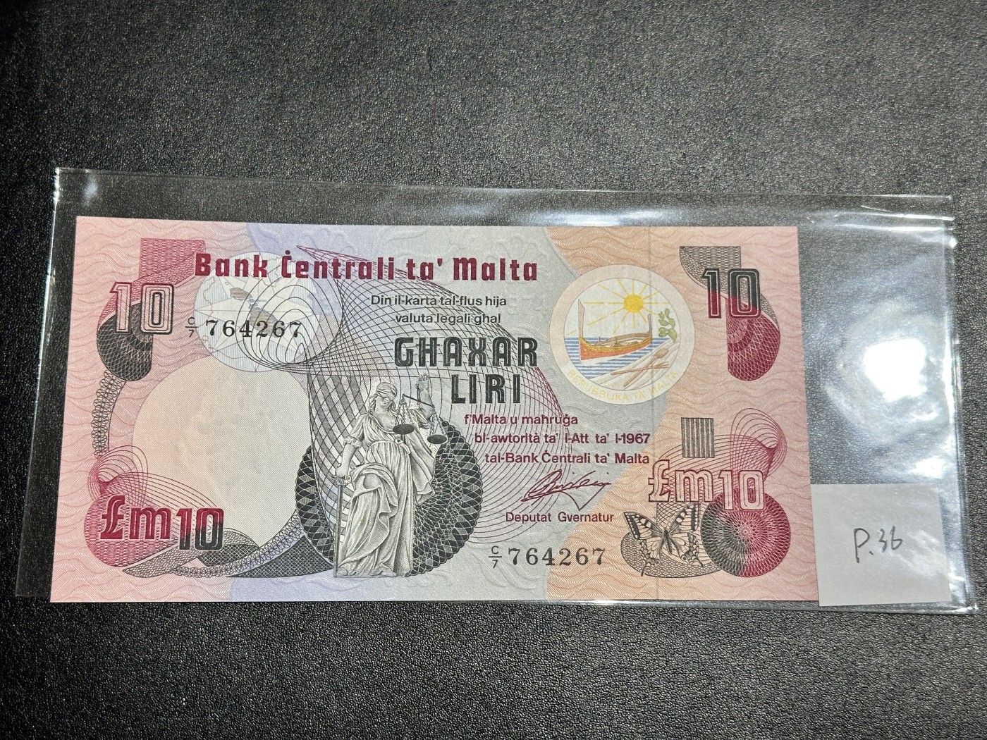 《外钞收藏家》第三百二十期（爱尔兰、北爱尔兰、马耳他专场） 马耳他1967年10里拉（1979年版） 全新UNC