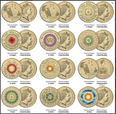 澳大利亚皇家铸币厂 Austarlian Royal Mint 2018, 2 Dollars (Set 2018 30th Anniversary of the 12 Two Dollar Coin) UNC original pack - 澳大利亚皇家铸币厂 Austarlian Royal Mint 2018, 2 Dollars (Set 2018 30th Anniversary of the 12 Two Dollar Coin) UNC original pack