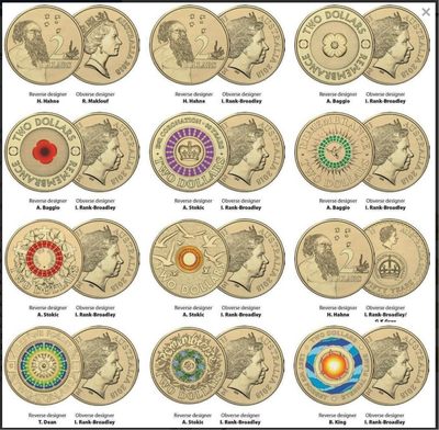 Austarlian Royal Mint 2018, 2 Dollars (Set 2018 30th Anniversary of the 12 Two Dollar Coin) UNC original pack - Austarlian Royal Mint 2018, 2 Dollars (Set 2018 30th Anniversary of the 12 Two Dollar Coin) UNC original pack