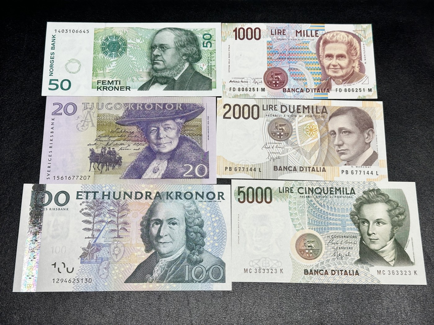 《外钞收藏家》第三百二十期（爱尔兰、北爱尔兰、马耳他专场） 挪威、瑞典、意大利一起 六张 全新UNC