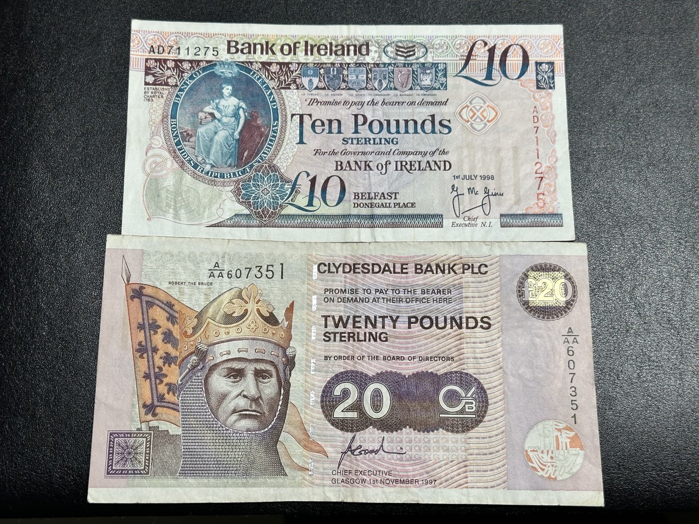 《外钞收藏家》第三百二十期（爱尔兰、北爱尔兰、马耳他专场） 爱尔兰银行1998年10镑/苏格兰1997年20镑，流通品