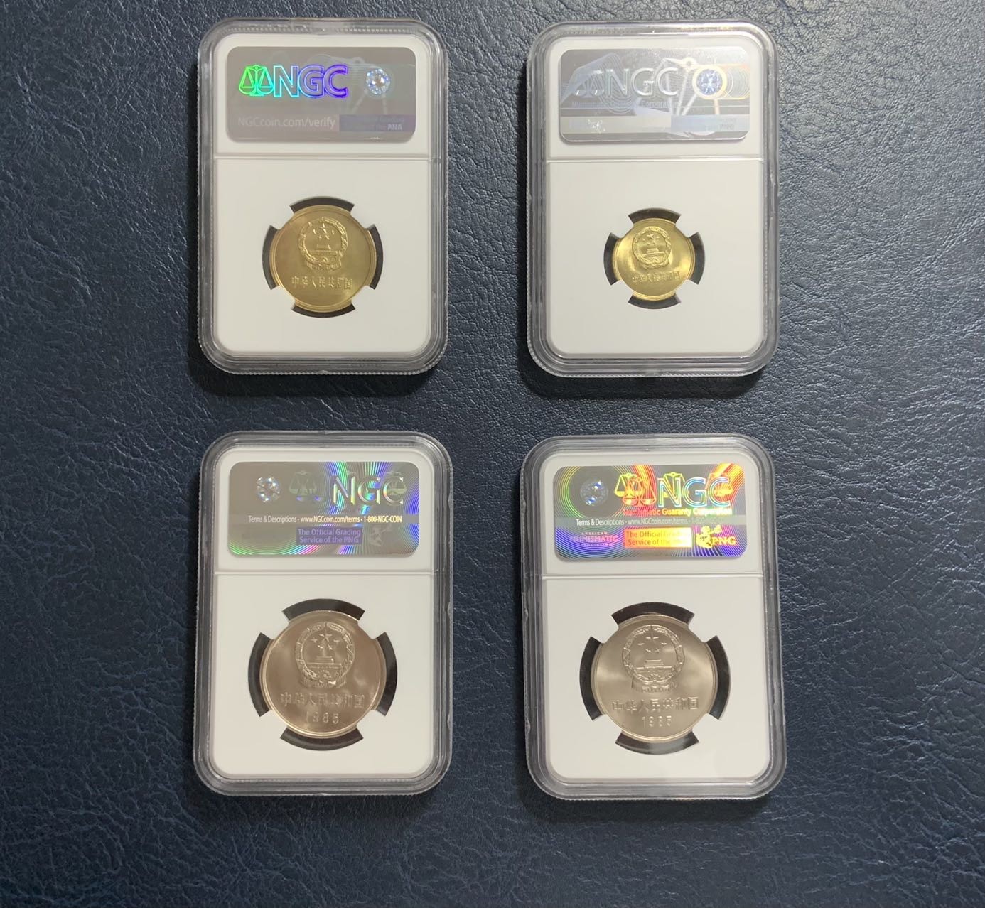 收藏联盟Quantum Auction 第310期拍卖 (已更新) 中国1985年长城币1角，5角和1元2枚 NGC MS67 带鉴藏标