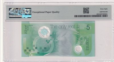 🌗乐淘淘世界纸币拍卖 第33期 测试钞专场🌓 英国德纳罗印钞公司测试钞 爱因斯坦 PMG68EPQ