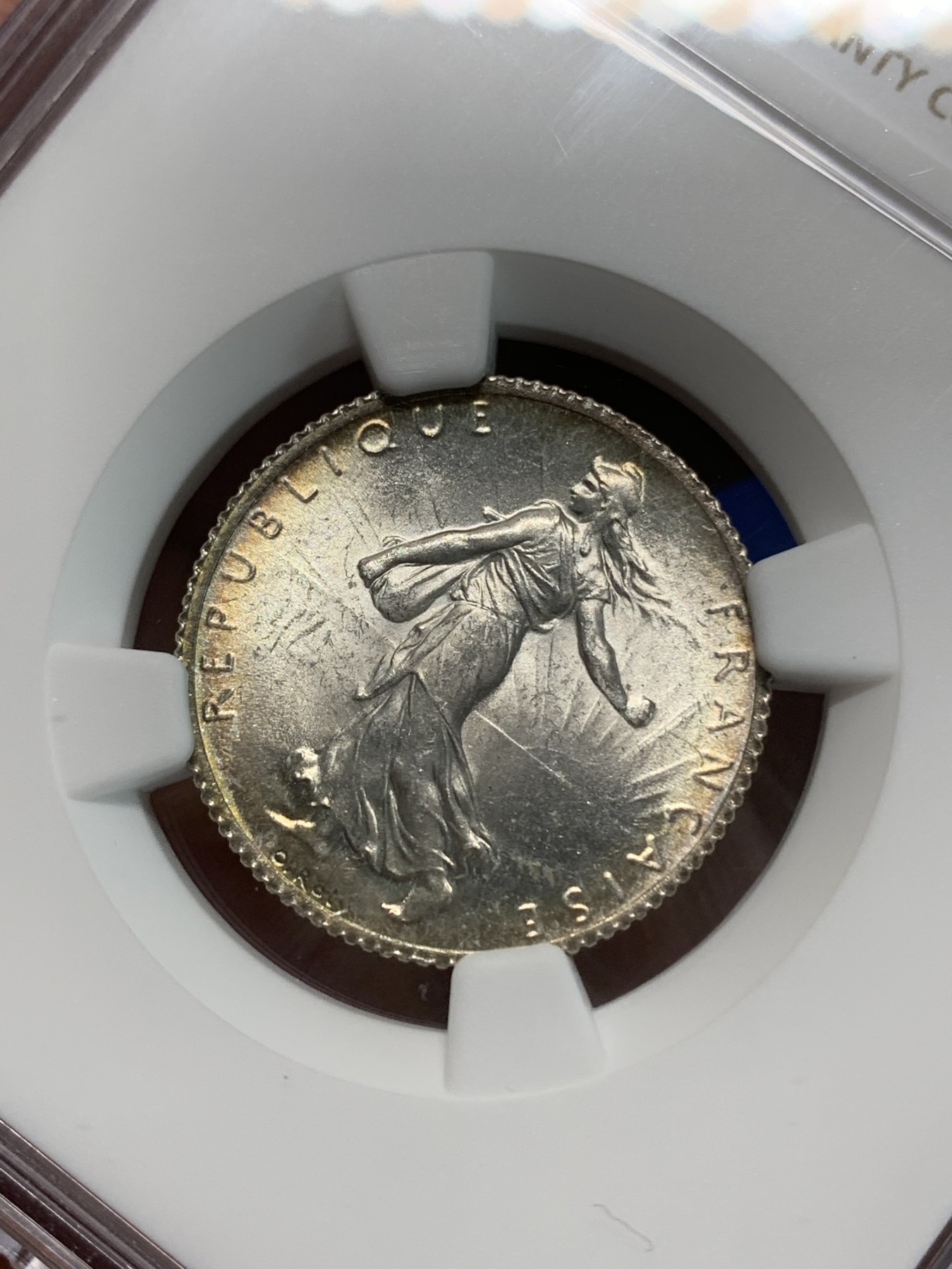 《竞宝斋》第223场-周日，周一 2场 (全场包邮) NGC-MS63 法国1920年播种女神1法郎银币