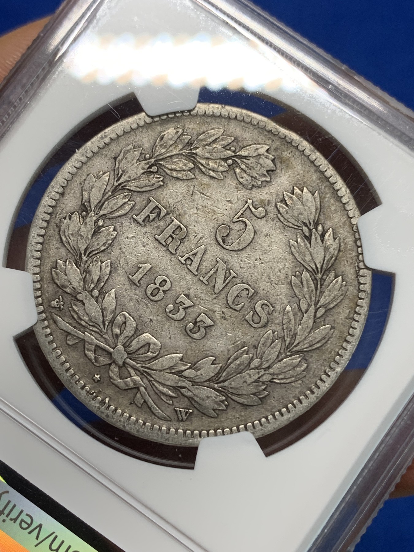 《竞宝斋》第223场-周日，周一 2场 (全场包邮) NGC VF35 法国1833W菲利普5法郎银币