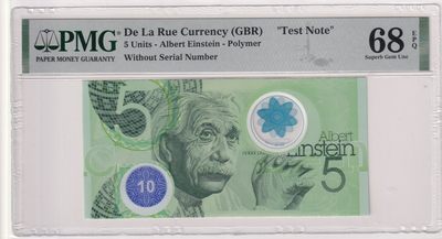 🌗乐淘淘世界纸币拍卖 第33期 测试钞专场🌓 英国德纳罗印钞公司测试钞 爱因斯坦 PMG68EPQ