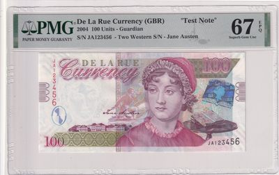 🌗乐淘淘世界纸币拍卖 第33期 测试钞专场🌓 英国德纳罗印钞公司2004年测试钞 简·奥斯汀 PMG67EPQ
