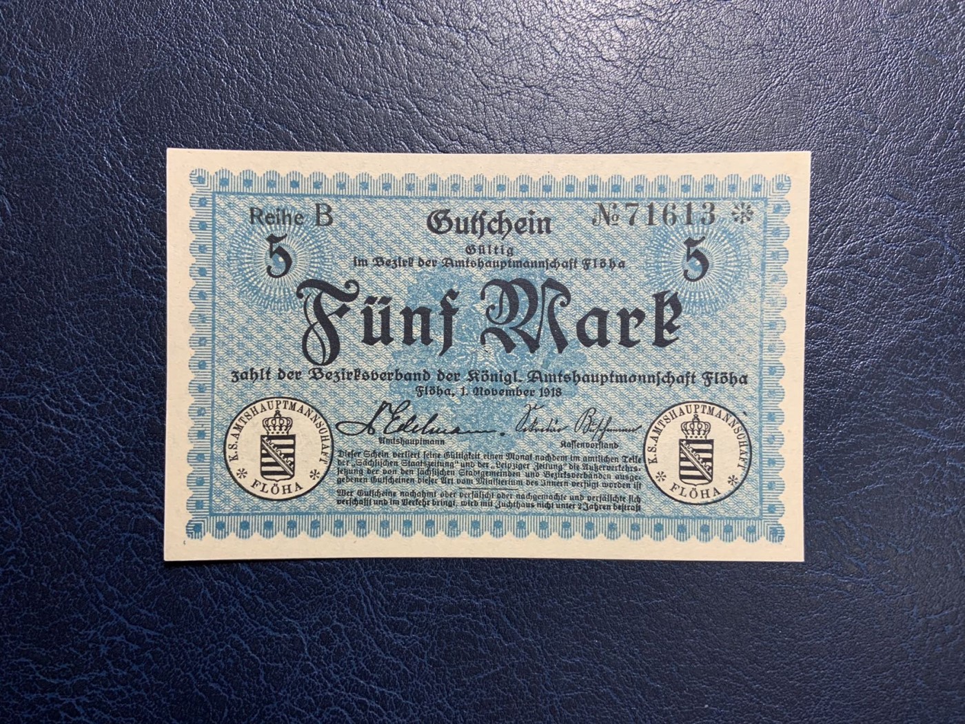 收藏联盟Quantum Auction 第310期拍卖 (已更新) 德国1918年5马克紧急币 品相UNC 少见星补号