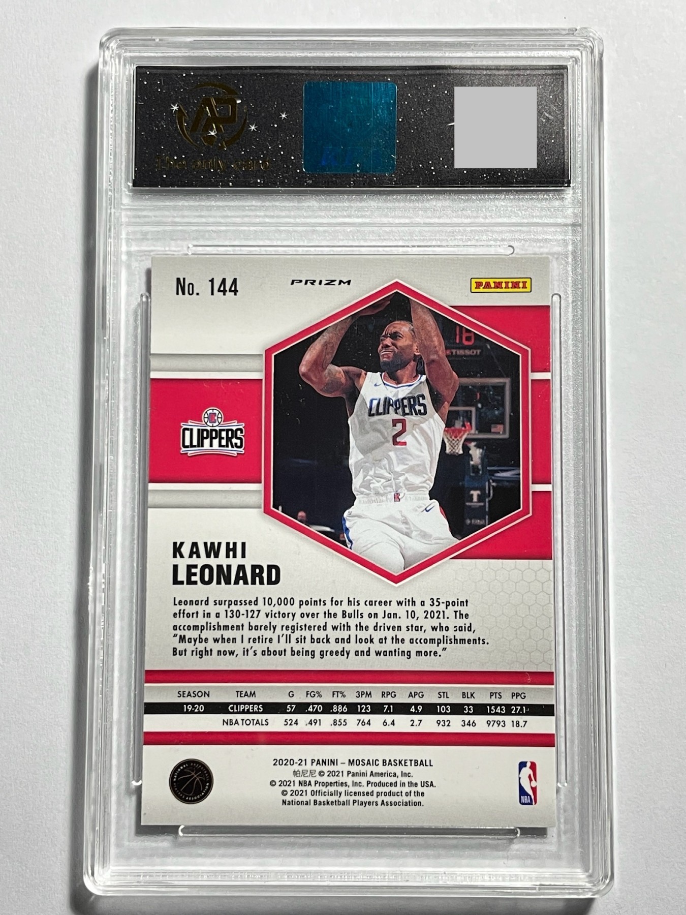 【德藏】卡牌拍卖第9期 ~PSA10 艾弗森 · 新秀签名~【无每件最低收费！！！】 NBA 2020-21 PANINI  MOSAIC 西部联盟 洛杉矶 快船 小卡 科怀·伦纳德 樱花粉折射卡 RPA 9