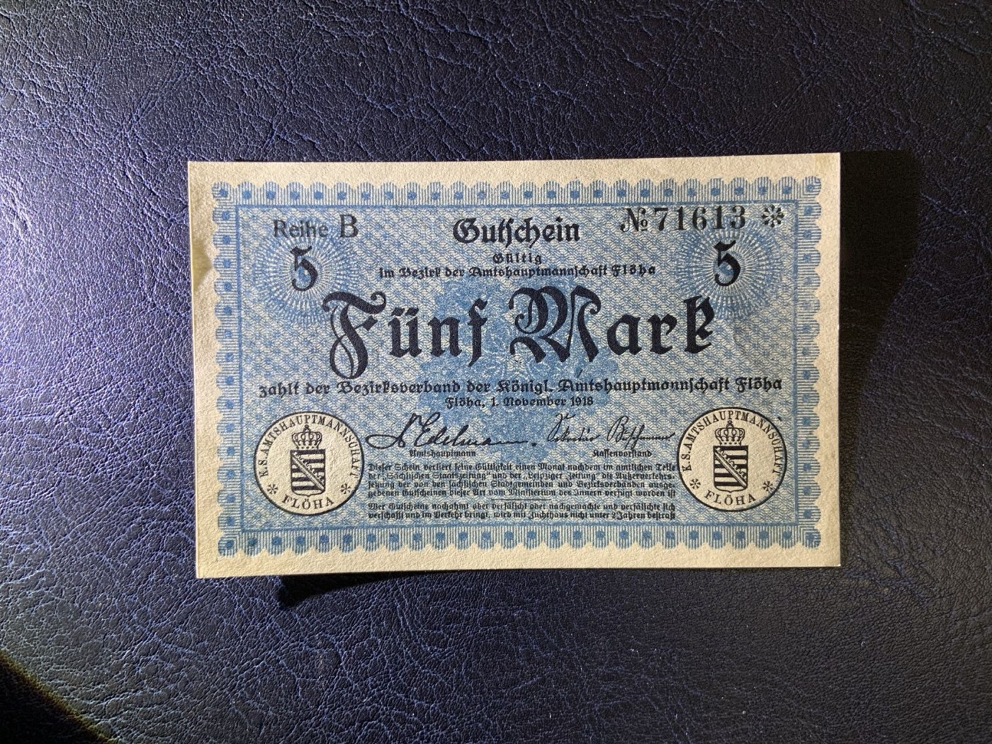 收藏联盟Quantum Auction 第310期拍卖 (已更新) 德国1918年5马克紧急币 品相UNC 少见星补号