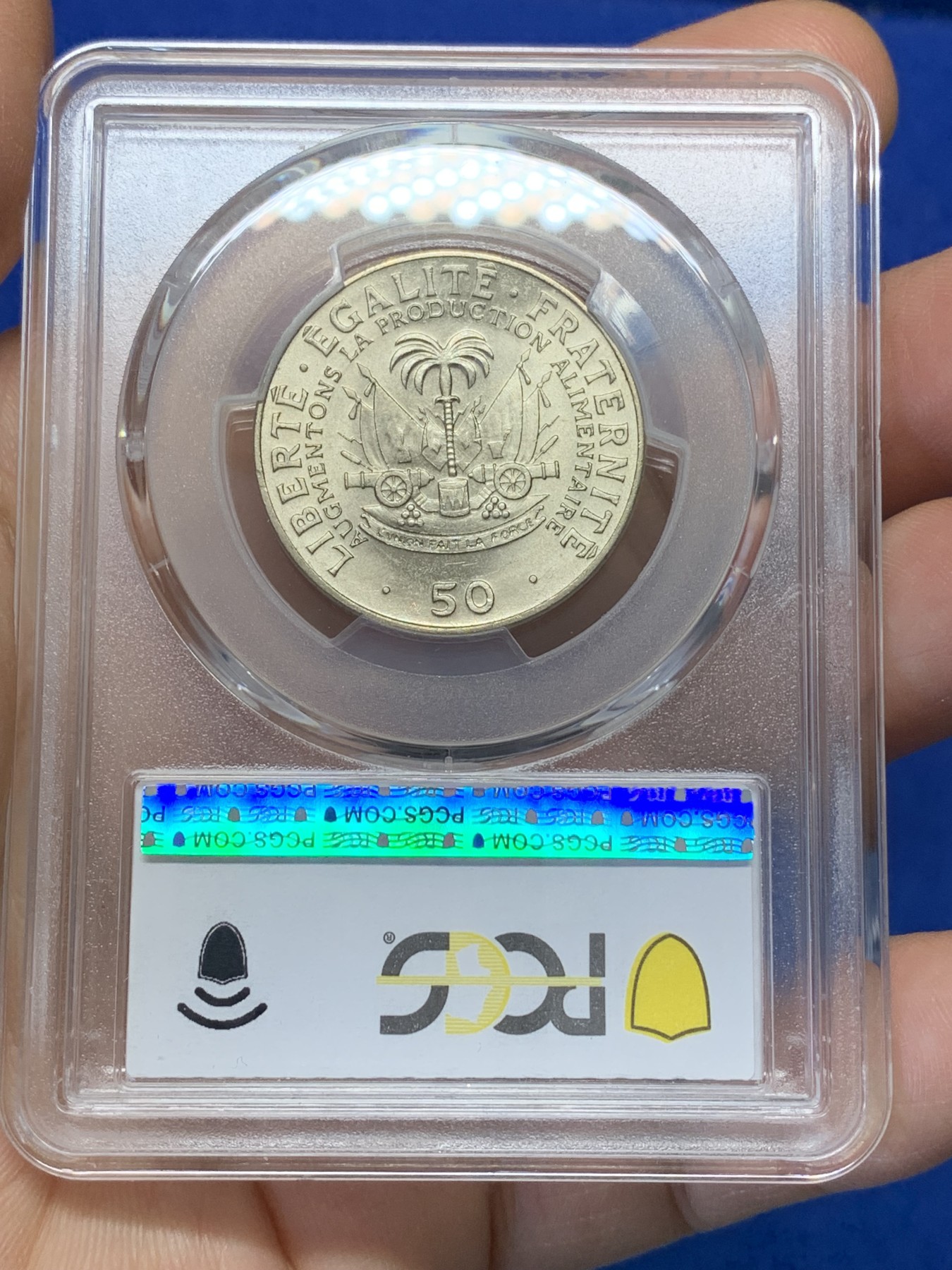 《竞宝斋》第223场-周日，周一 2场 (全场包邮) 4枚一组 PCGS 清年份ms 海地前总统、独裁者 让-克洛德·杜瓦利埃 1975年流通套币