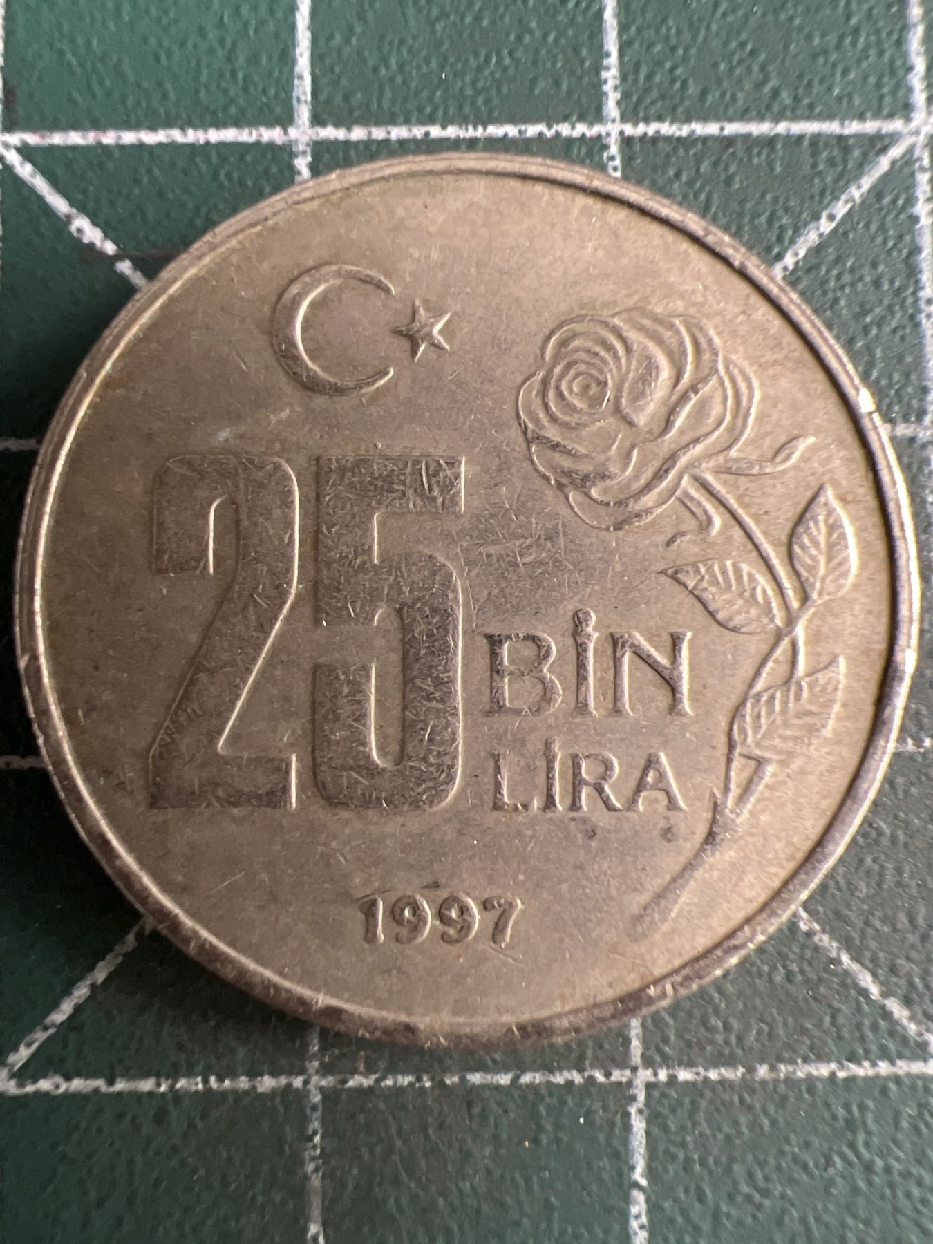 第587期 硬币专场 （无押金，捡漏，全场50包邮，偏远地区除外，接收代拍业务） 土耳其25bin 里拉  1997年