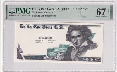 🌗乐淘淘世界纸币拍卖 第33期 测试钞专场🌓 英国德纳罗印钞公司单面雕刻印刷测试钞 贝多芬  PMG67EPQ