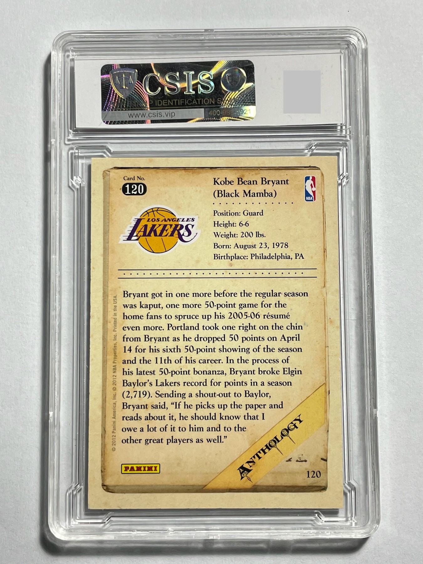 【德藏】卡牌拍卖第9期 ~PSA10 艾弗森 · 新秀签名~【无每件最低收费！！！】 NBA 2012 PANINI 西部联盟 洛杉矶 湖人 黑曼巴 科比 Kobe补偿包 CSIS 9 (你见过凌晨四点的洛杉矶吗?)