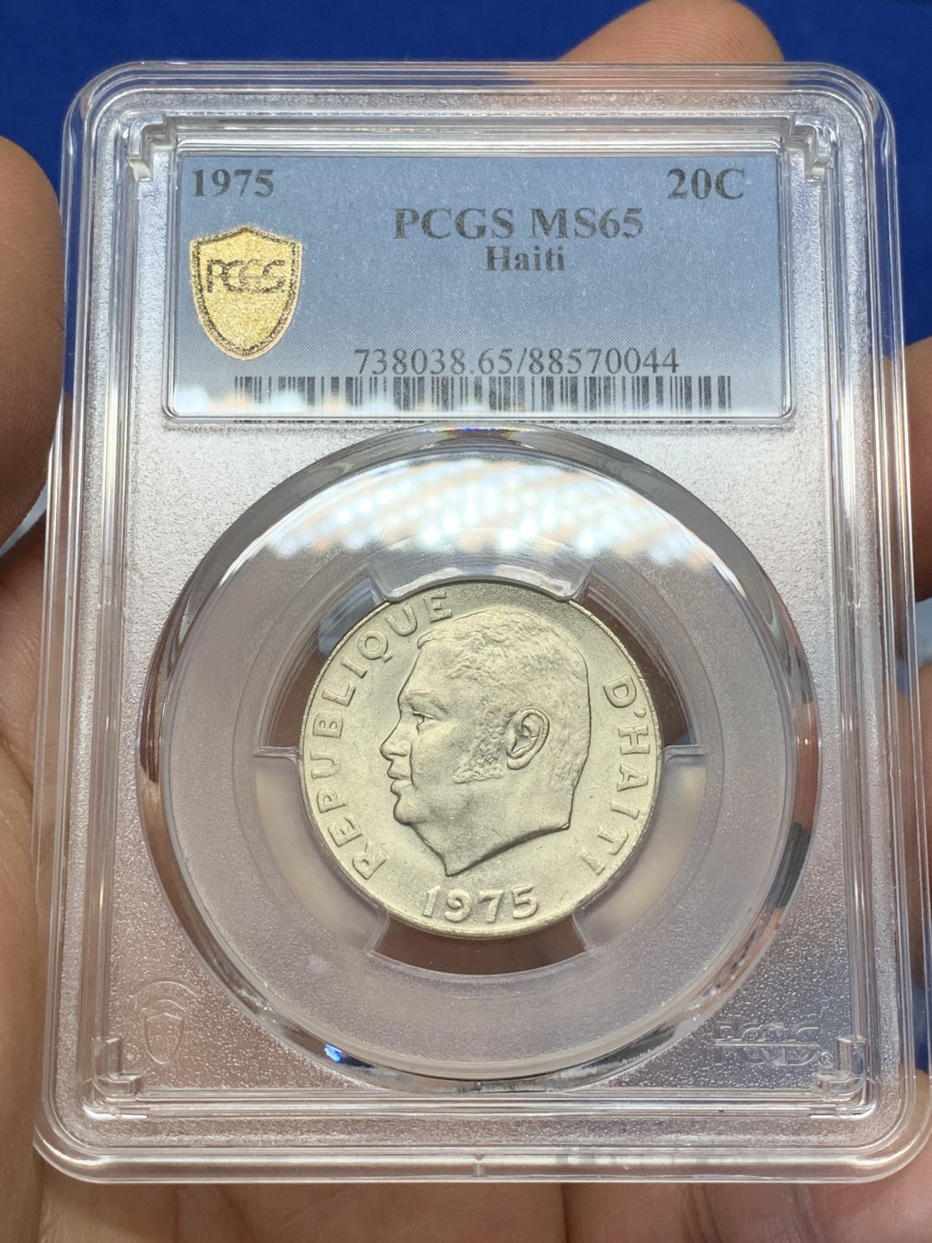 《竞宝斋》第223场-周日，周一 2场 (全场包邮) 4枚一组 PCGS 清年份ms 海地前总统、独裁者 让-克洛德·杜瓦利埃 1975年流通套币