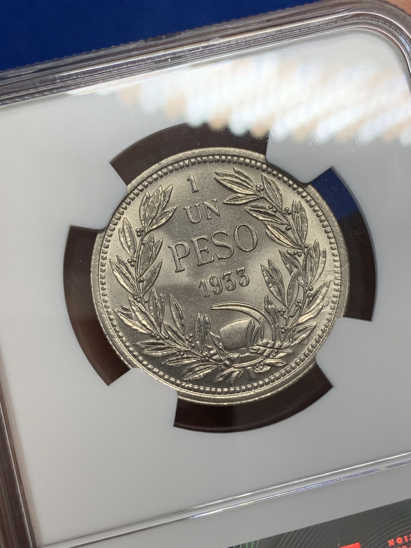 《竞宝斋》第223场-周日，周一 2场 (全场包邮) NGC-MS66 智利 1933年 1比索 高分辅币 热门中南美品种