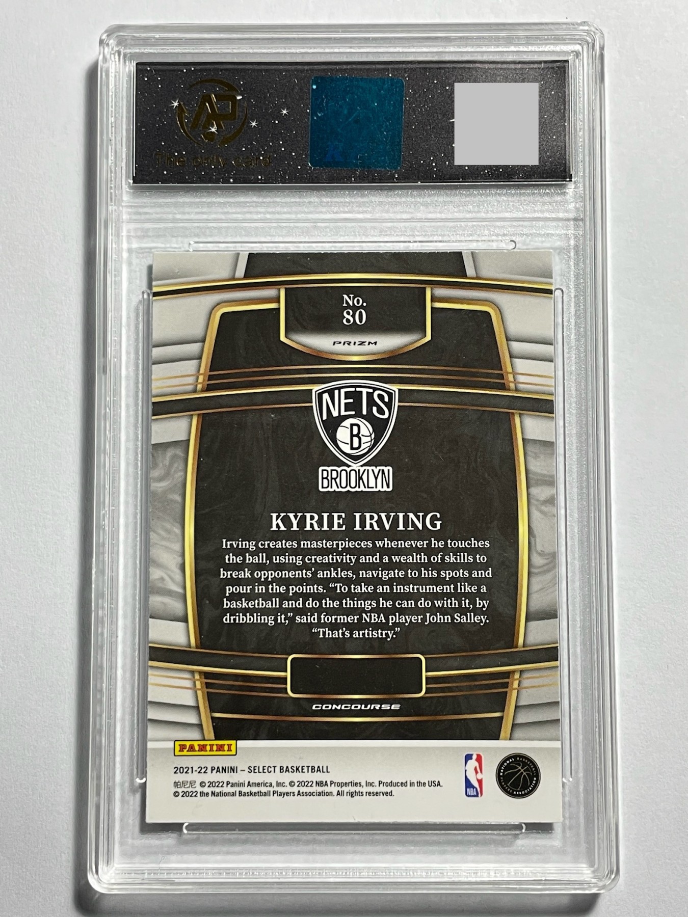 【德藏】卡牌拍卖第9期 ~PSA10 艾弗森 · 新秀签名~【无每件最低收费！！！】 NBA 2021-22 PANINI SELECT 东部联盟 布鲁克林 篮网 凯里·欧文 三色折射 RPA 9 